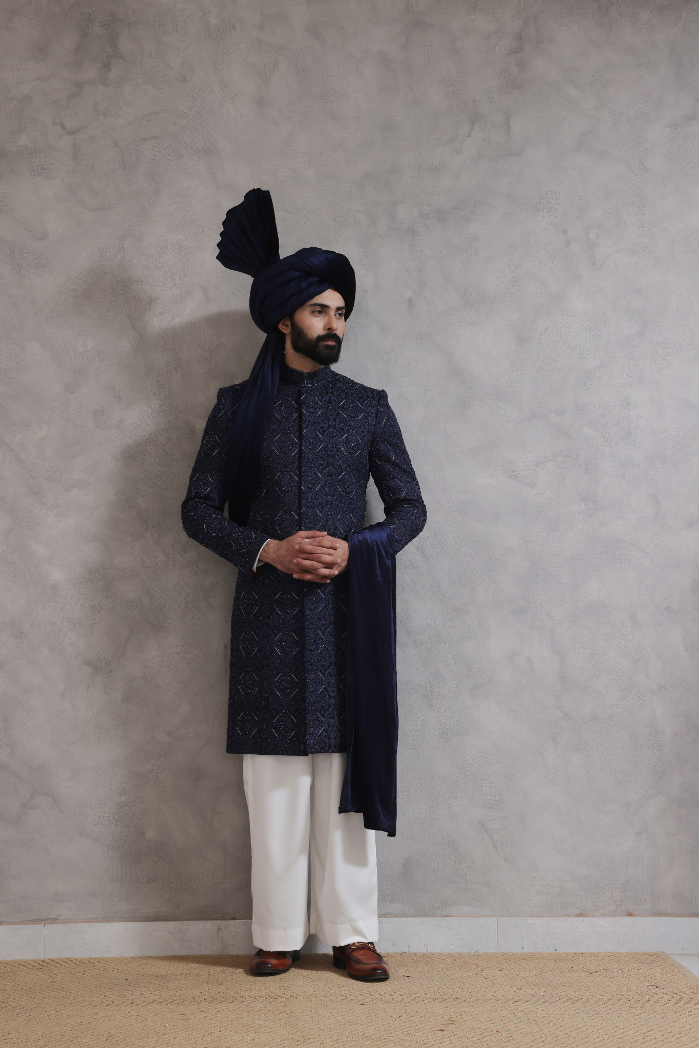 ER SH 118 Navy Blue Sherwani For Men
