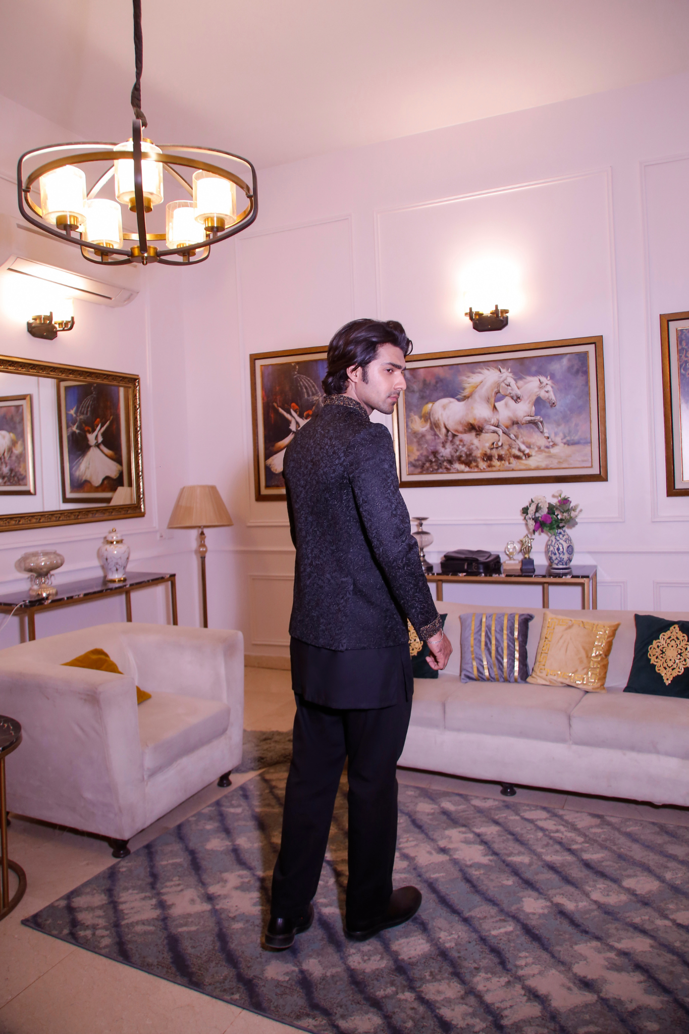 ER PC 3015 Navy Blue Hand Work Prince Coat