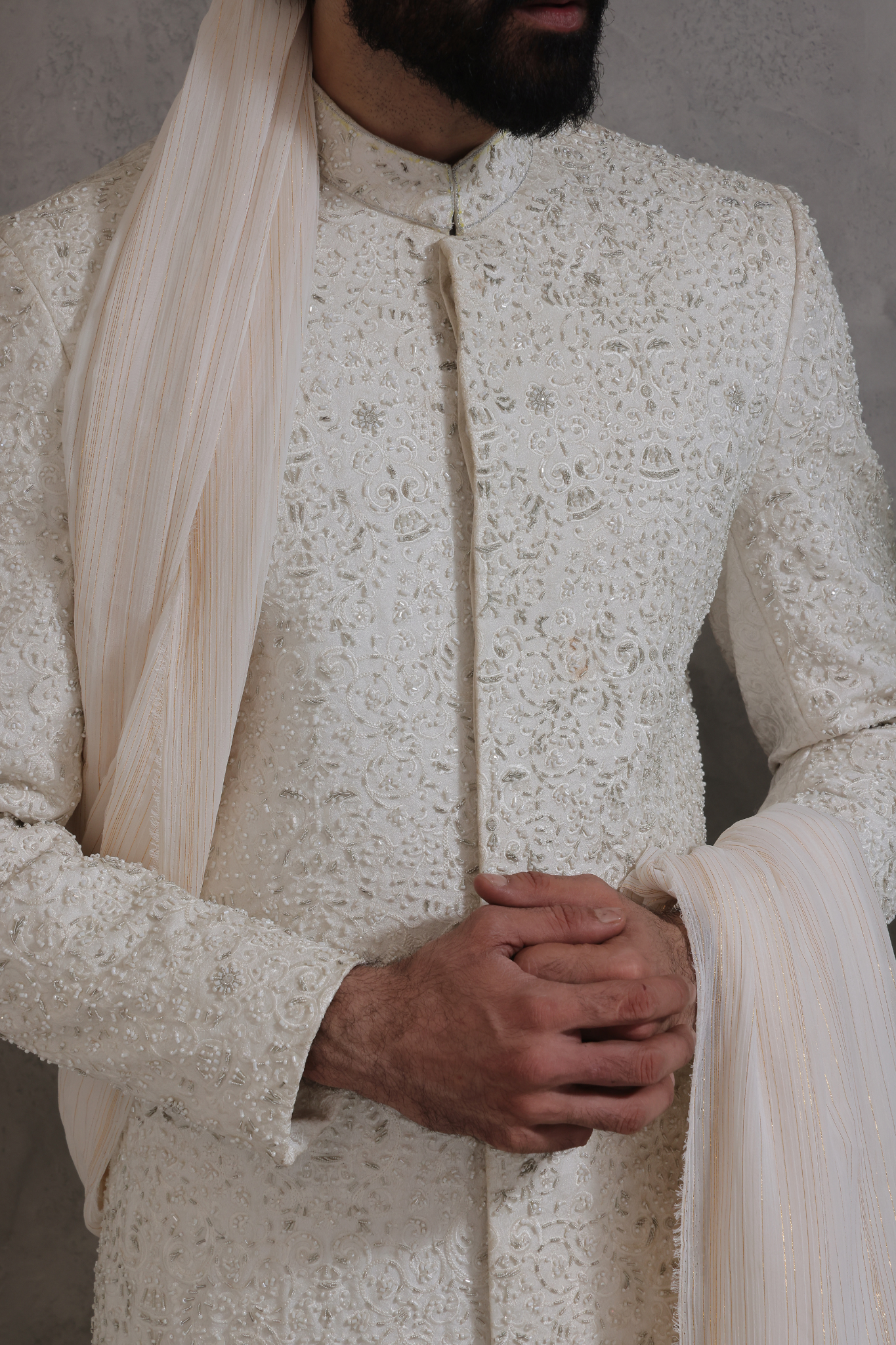ER SH 117 White Sherwani For Wedding