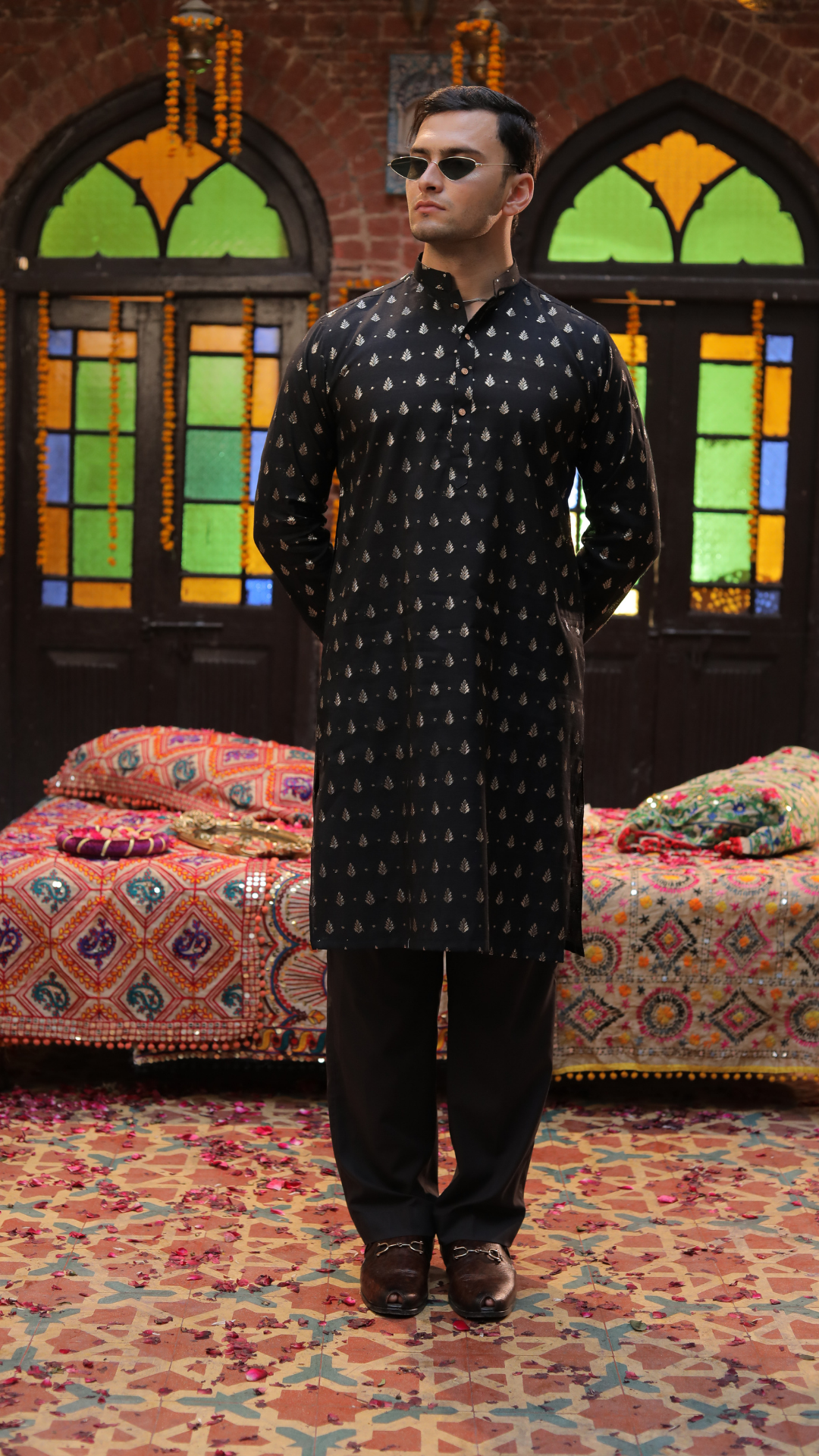 MR 88 Black Mirror Work Kurta With Trouser