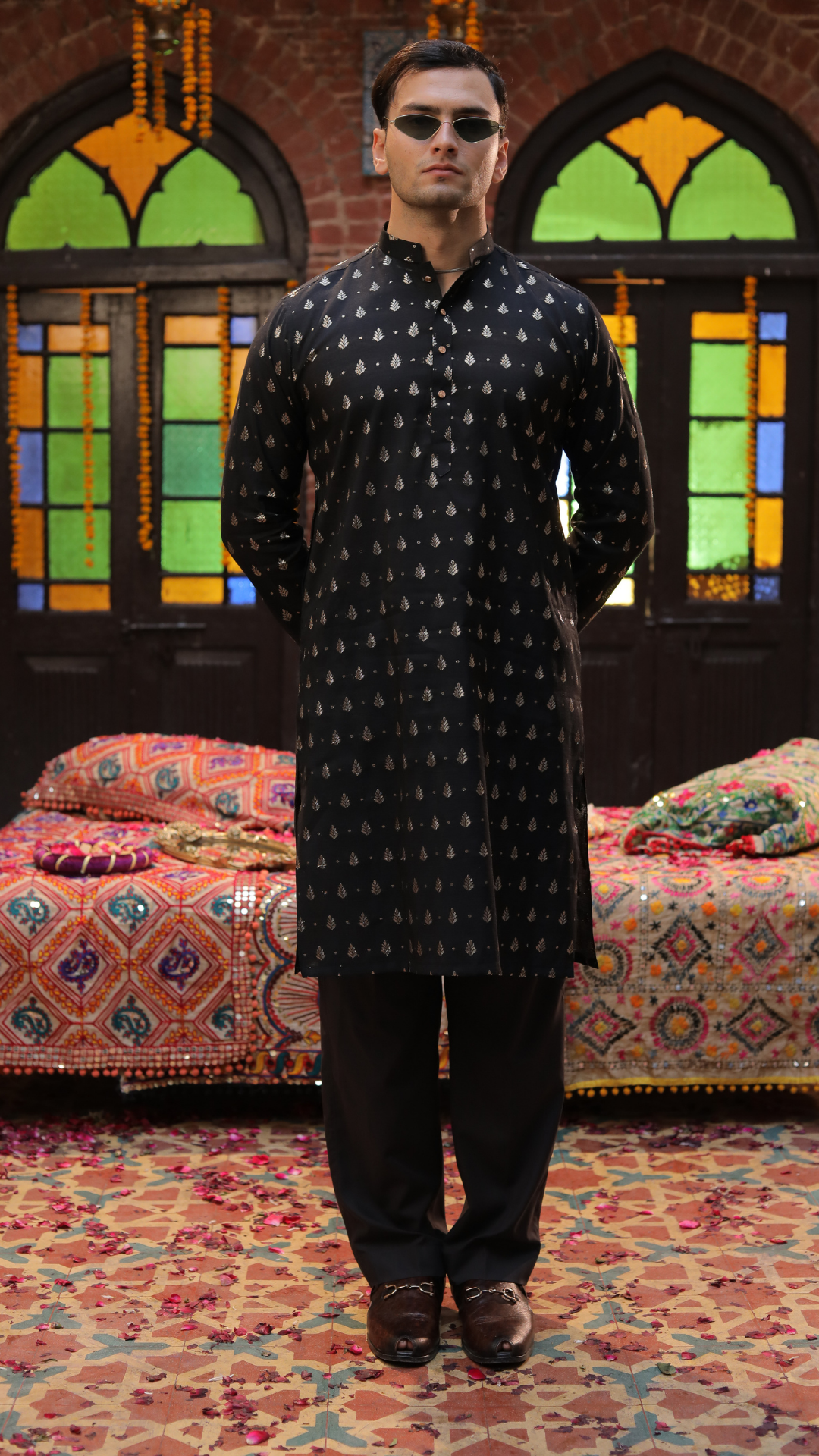 MR 88 Black Mirror Work Kurta With Trouser