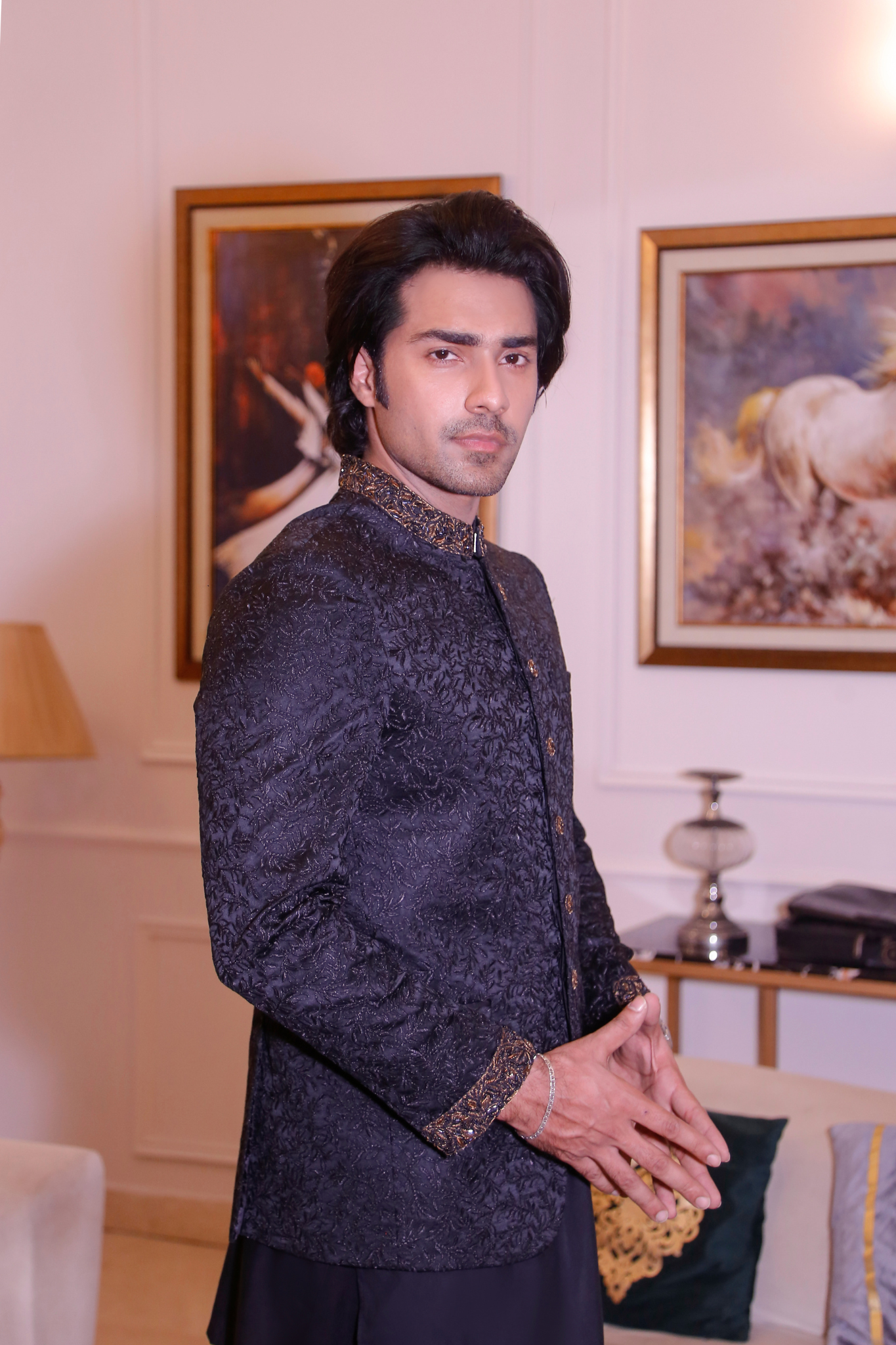 ER PC 3015 Navy Blue Hand Work Prince Coat