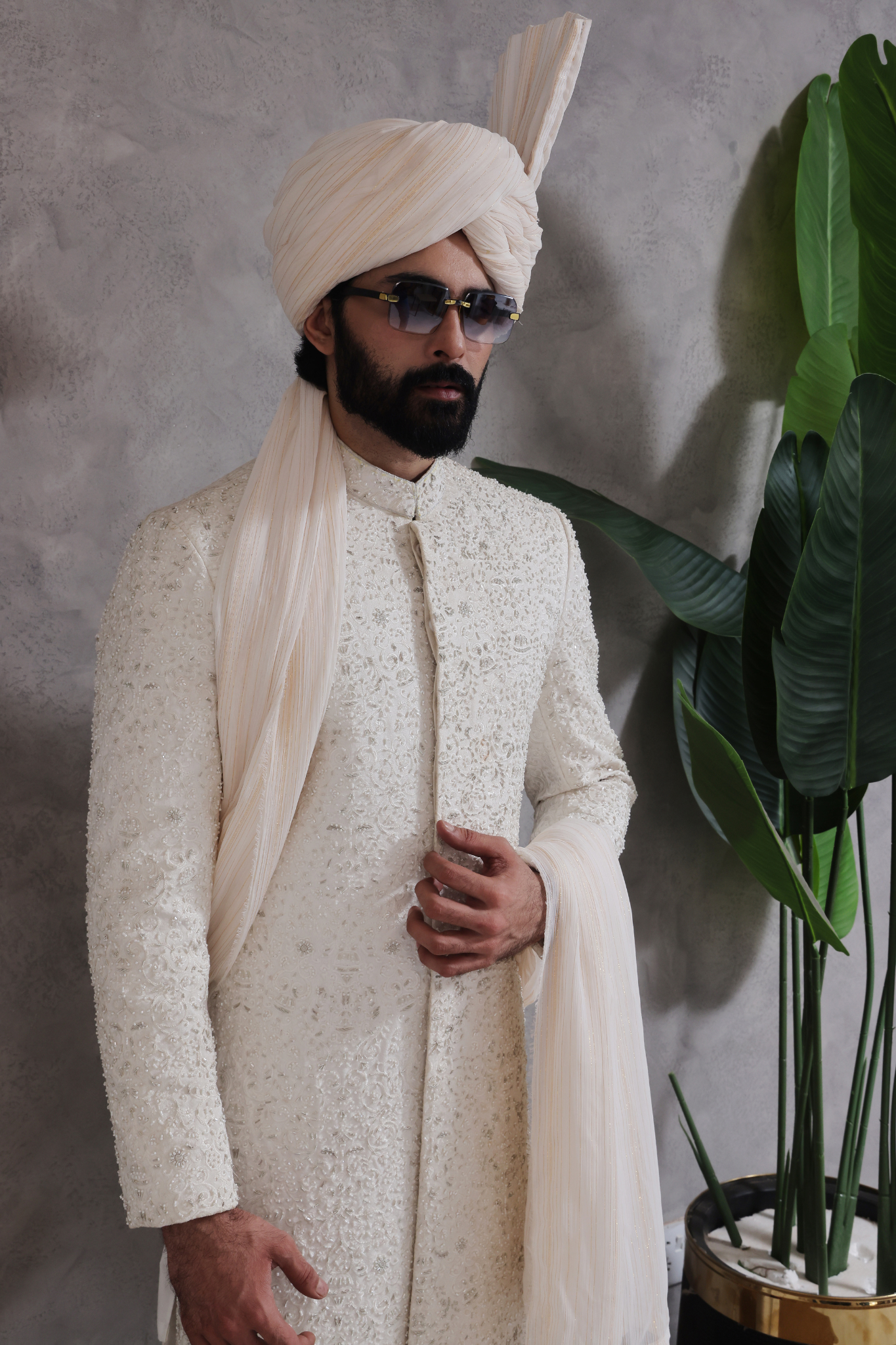 ER SH 117 White Sherwani For Wedding