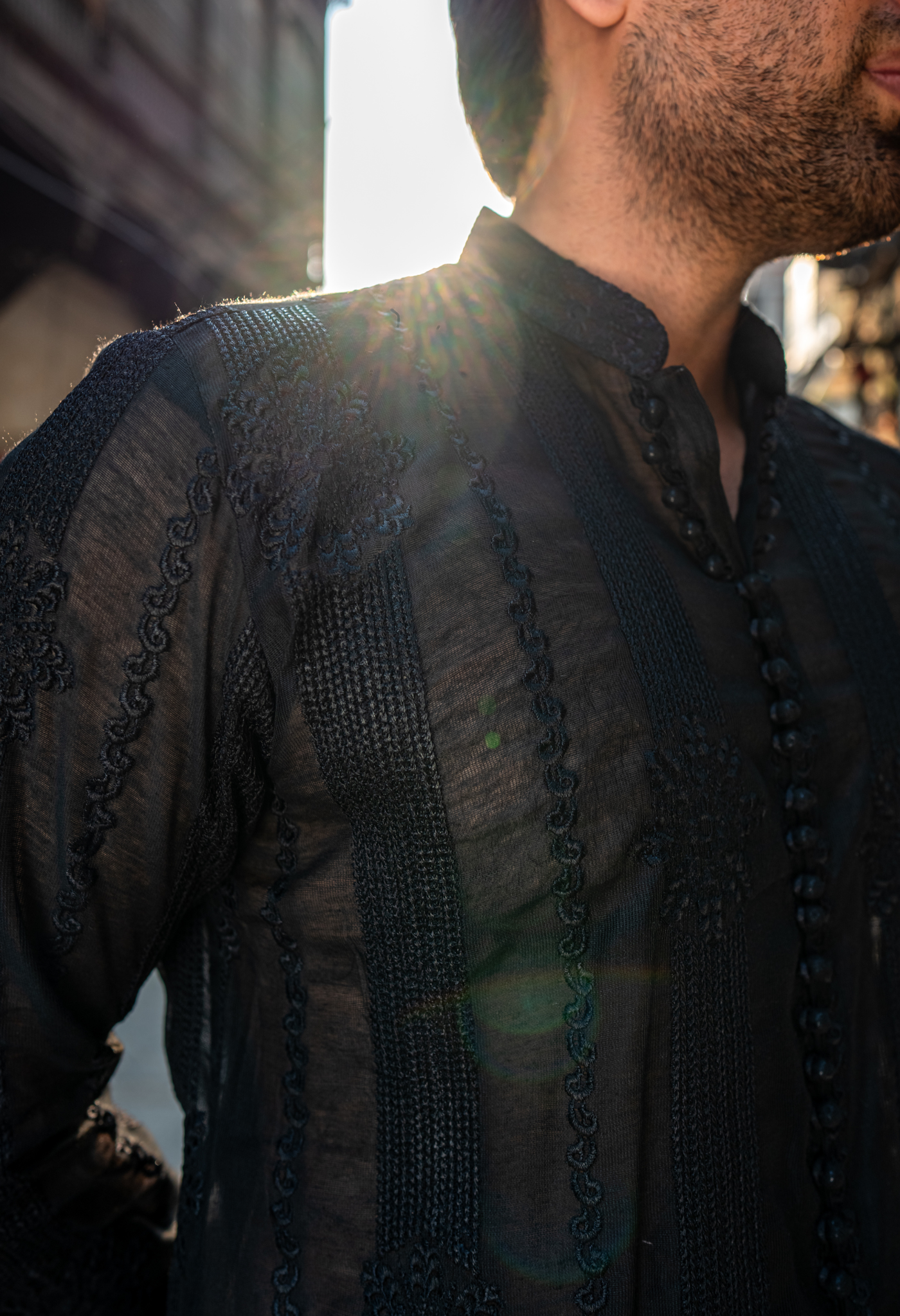 CK 756 Black Embroidered Short Kurta With Pajama