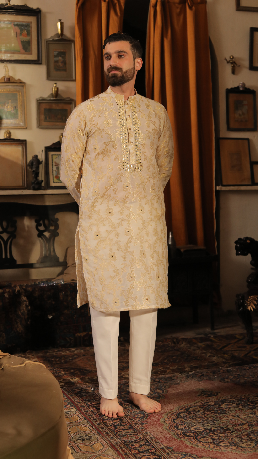 MR 89 Mirror Work Kurta Pajama For Groom