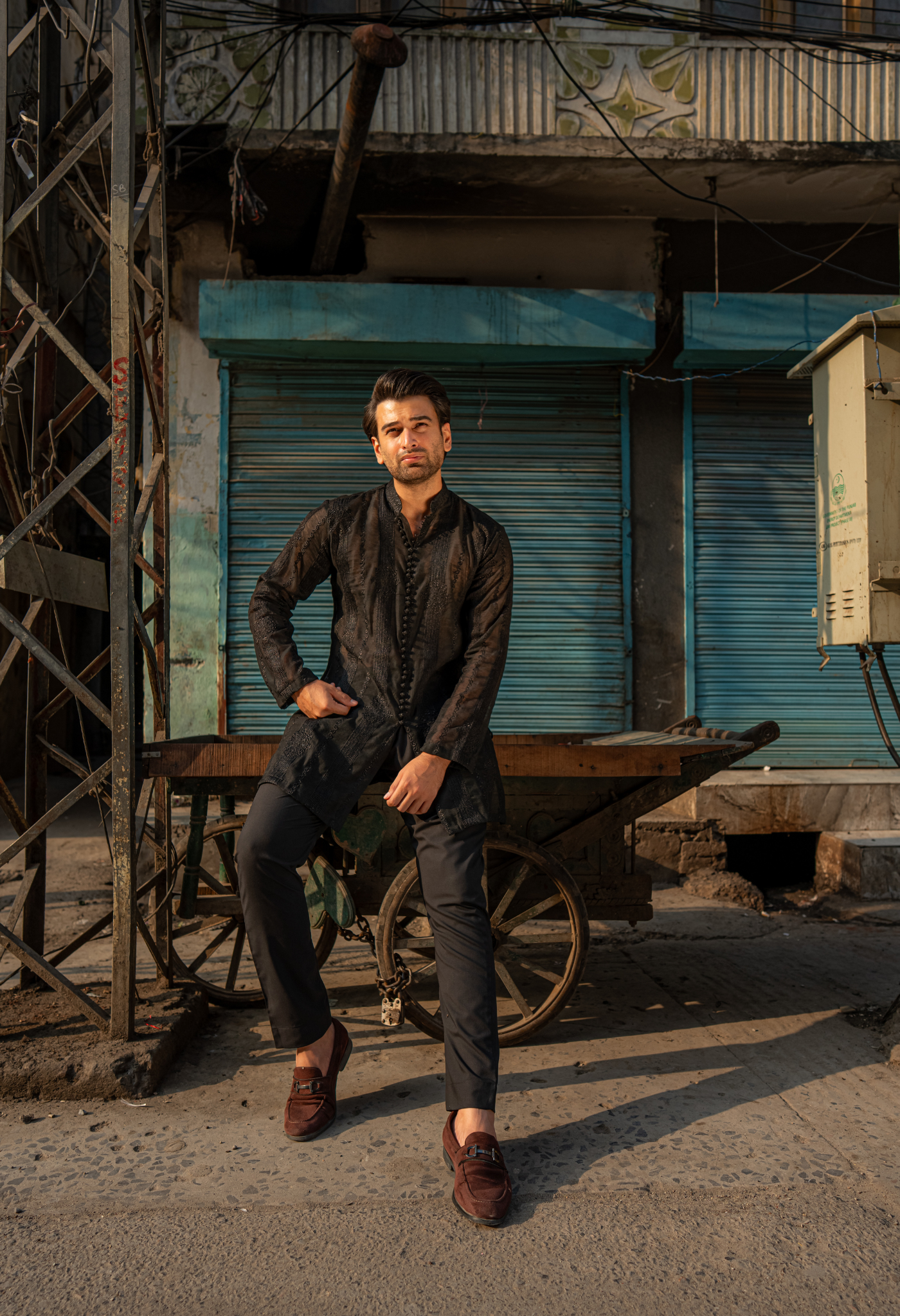 CK 756 Black Embroidered Short Kurta With Pajama