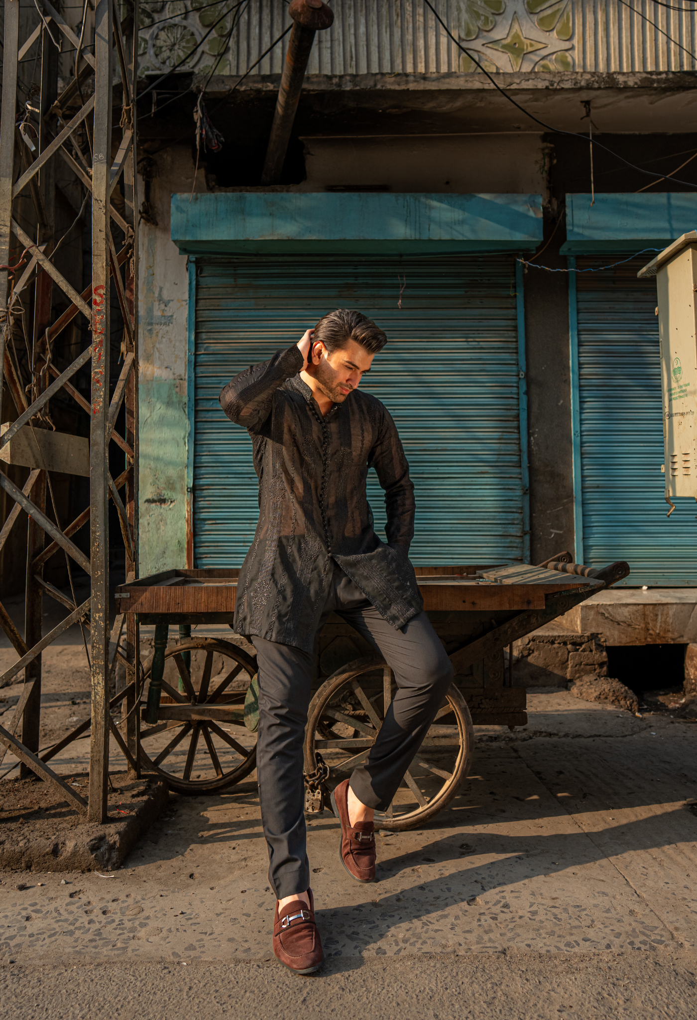 CK 756 Black Embroidered Short Kurta With Pajama