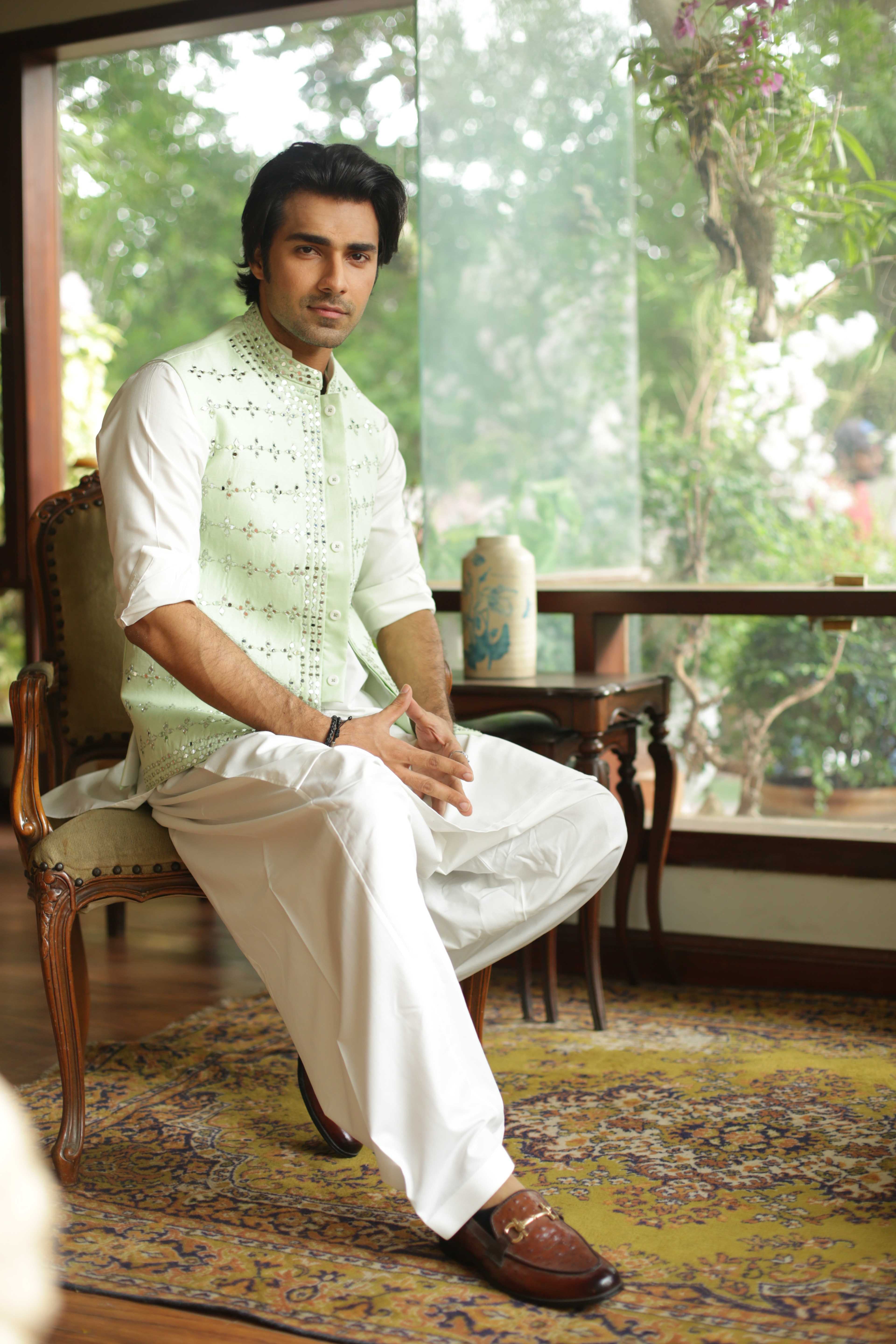 ER WC 2005 Sea Green Mirror Work WaistCoat