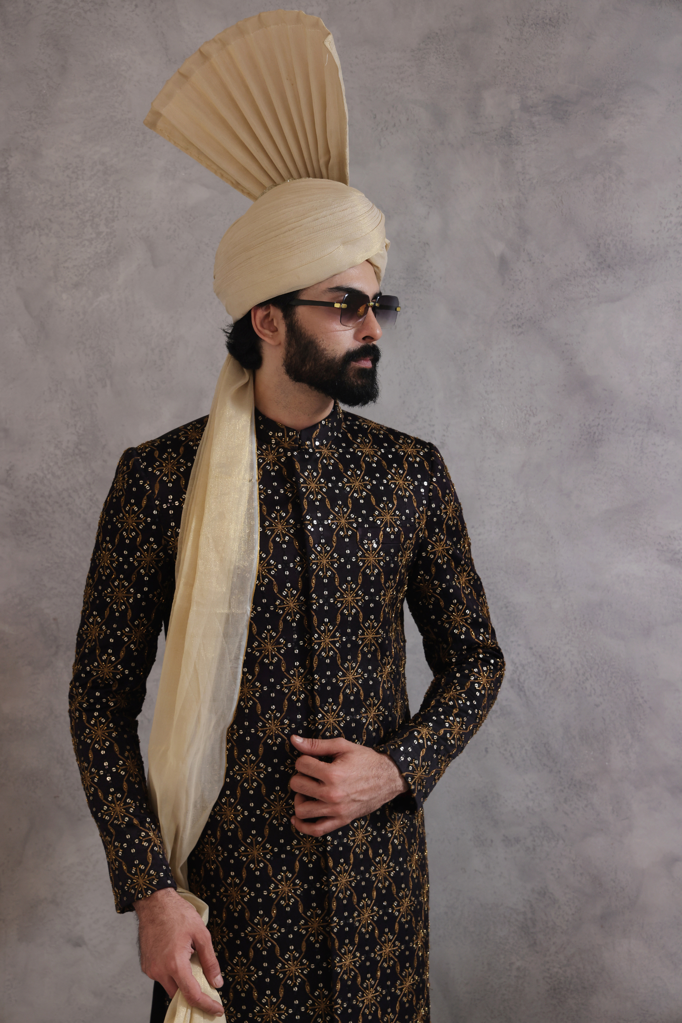 ER SH 115 Black Sherwani