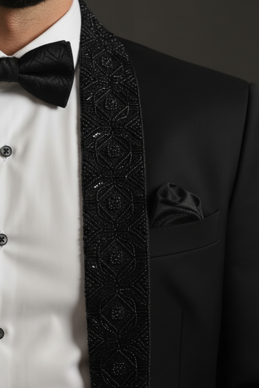 2 Piece HandWork Suit With Bow Tie