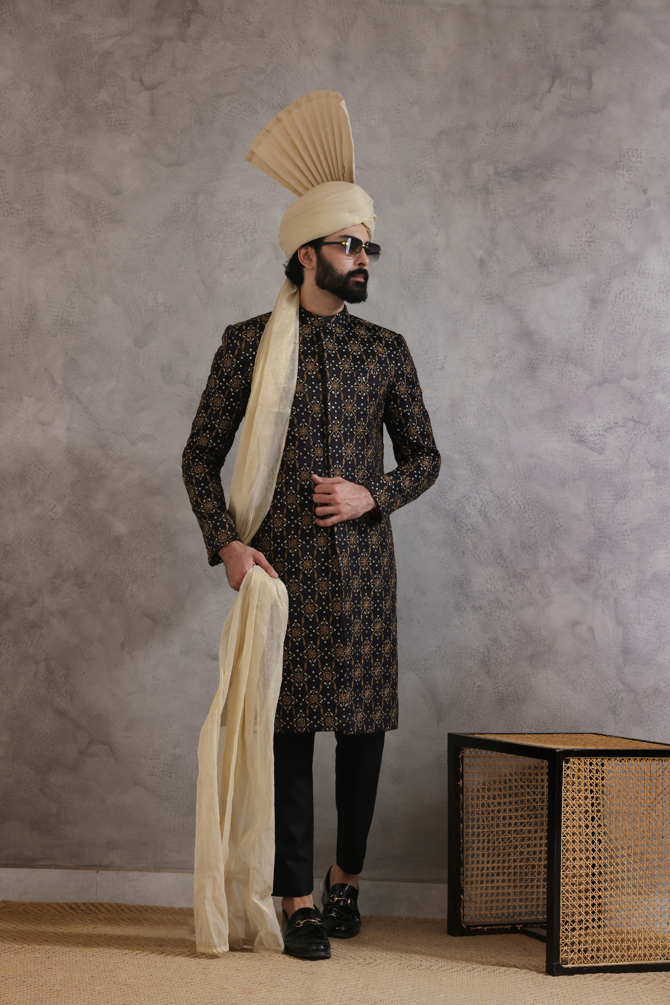 ER SH 115 Black Sherwani
