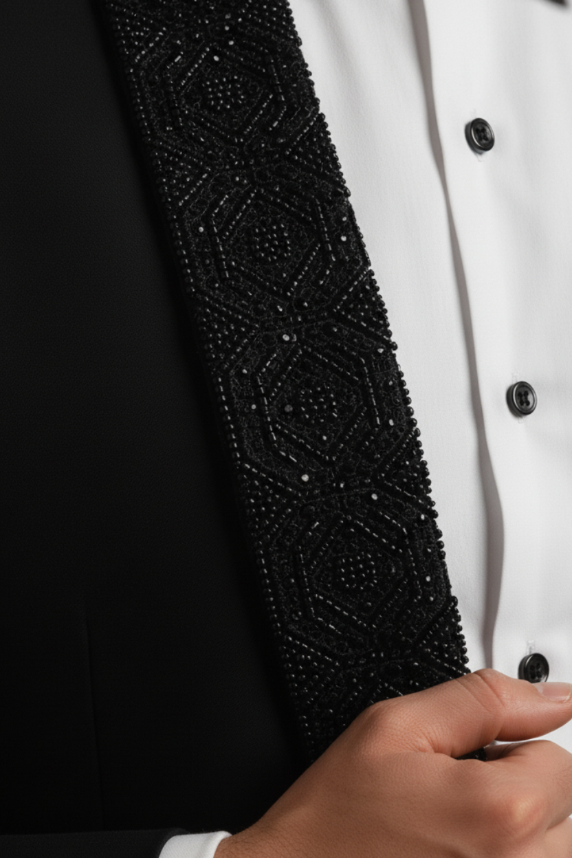 2 Piece HandWork Suit With Bow Tie