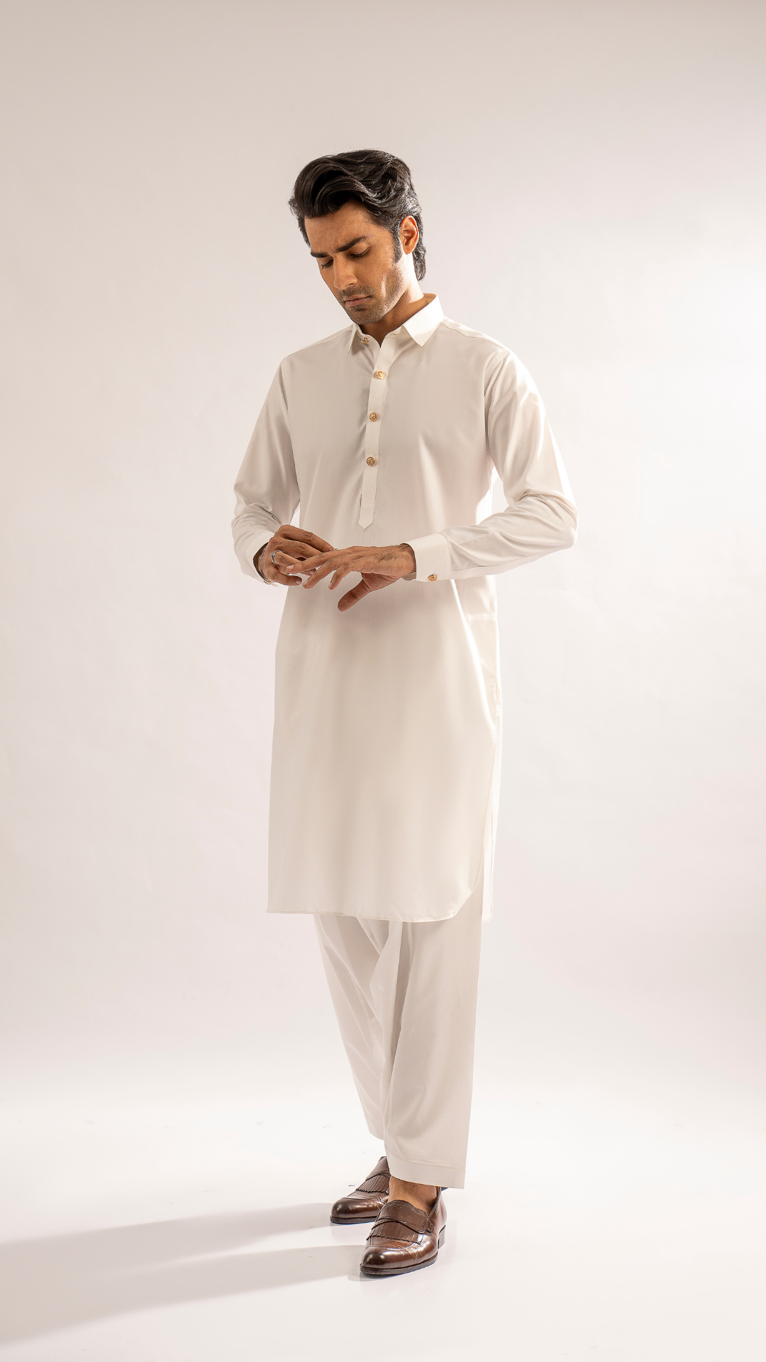 ER 709 White Conservative Kurta Shalwar For Men