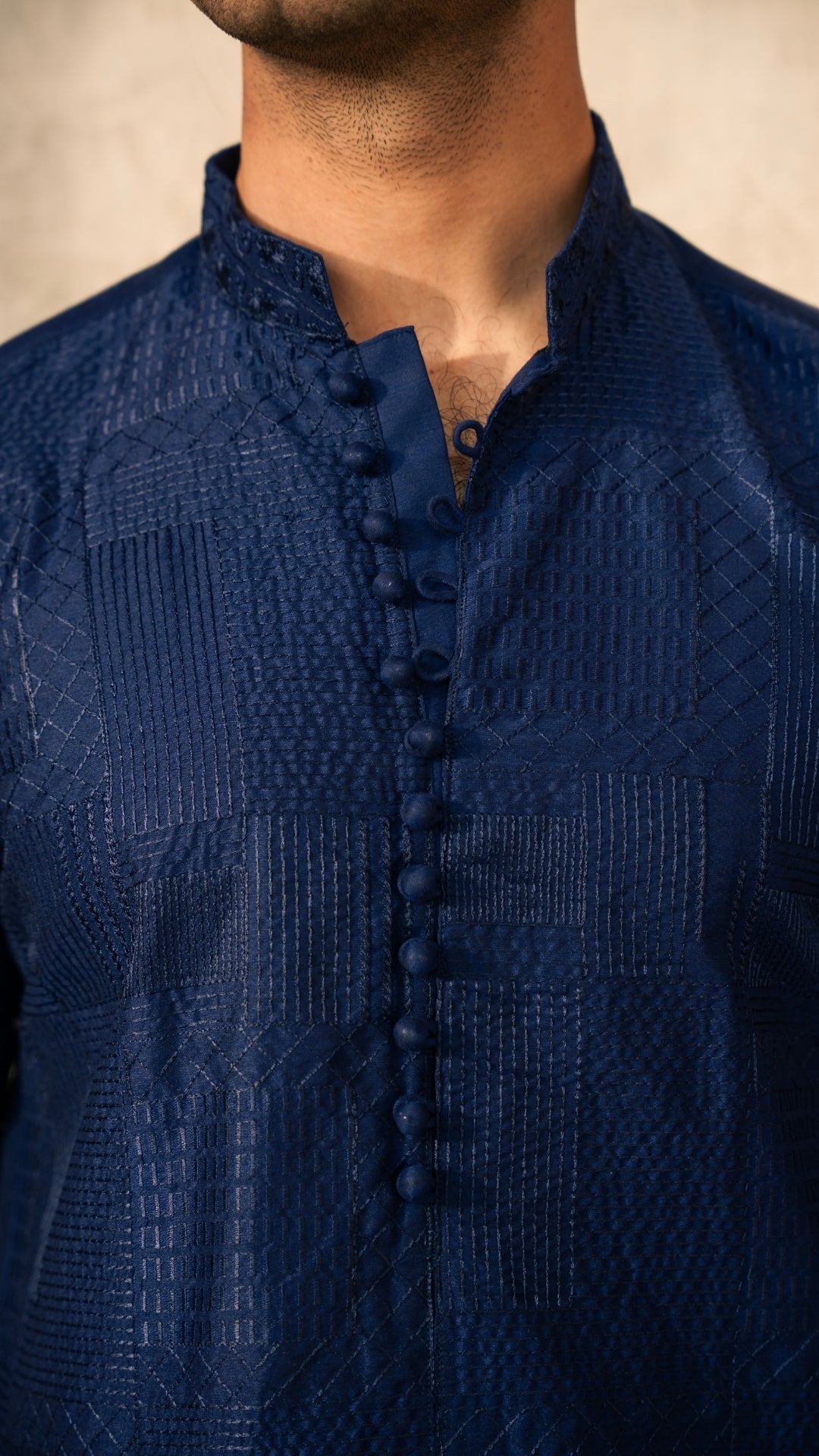 CK 732 Royal Blue Front Open Chickenkari Kurta And Trouser