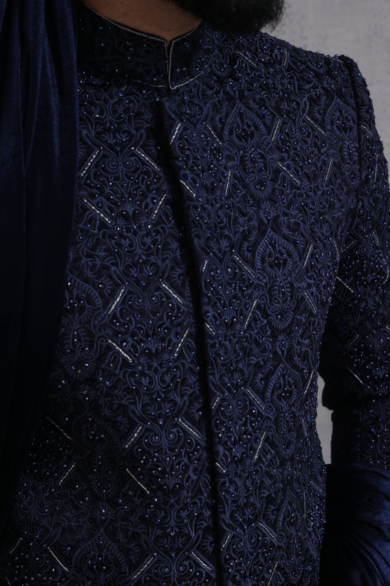 ER SH 118 Navy Blue Sherwani For Men