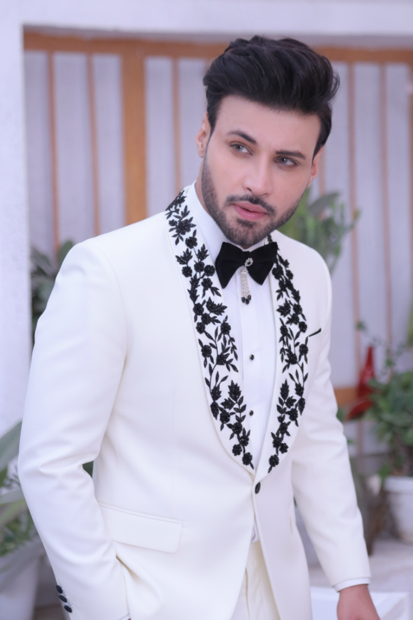 White Tuxedo With Hand Work