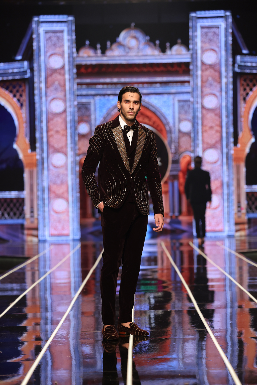 Brown Tuxedo With Hand Work