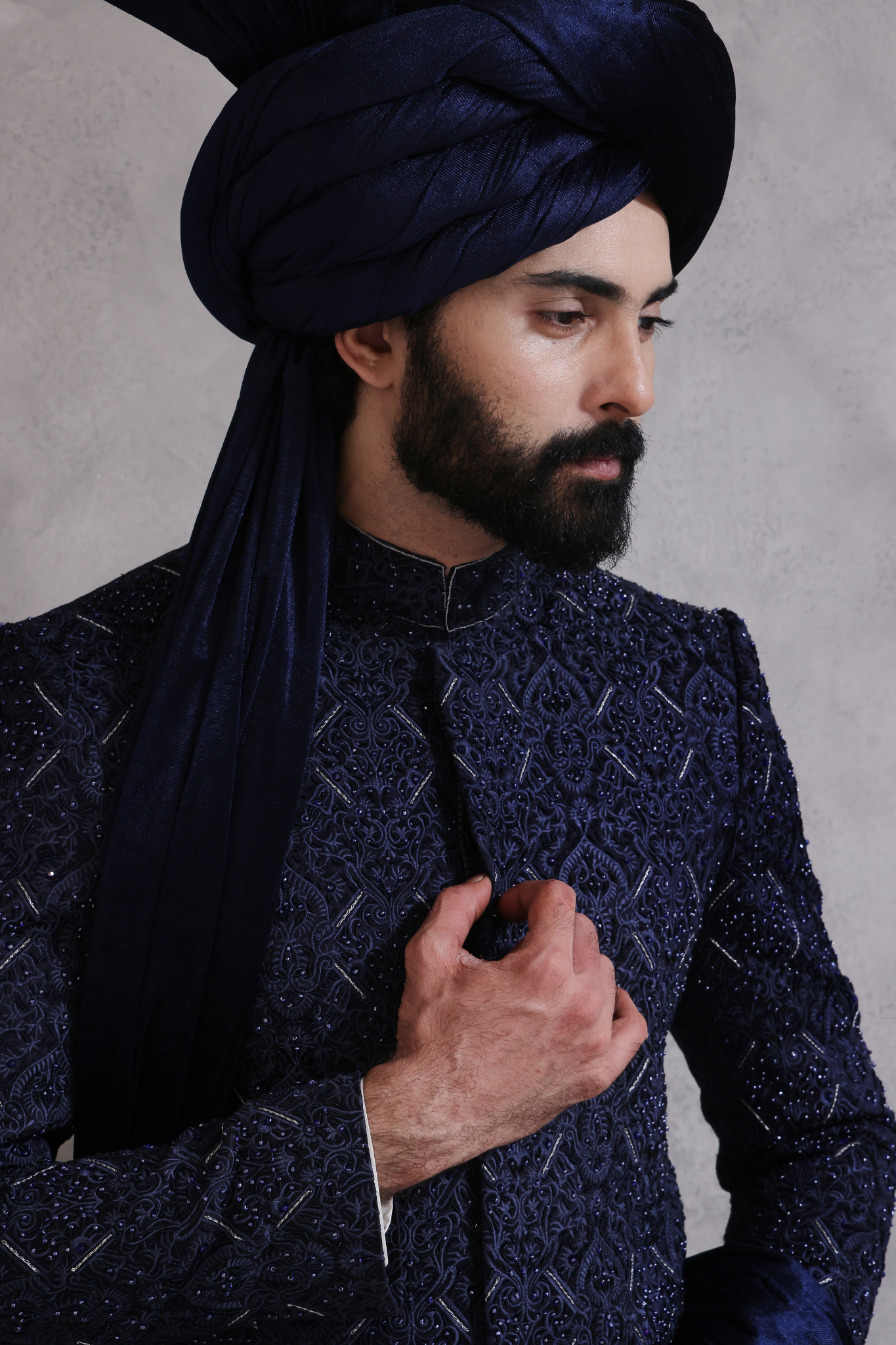 ER SH 118 Navy Blue Sherwani For Men
