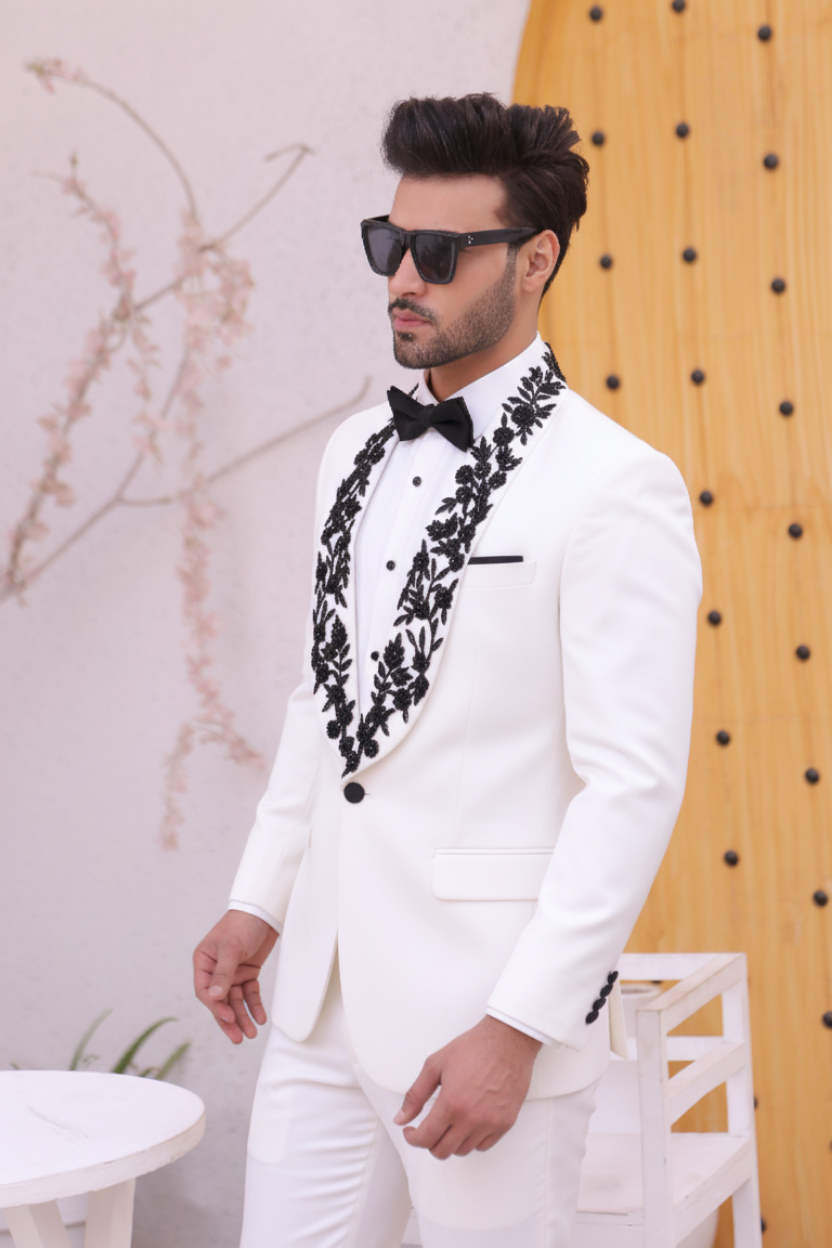 White Tuxedo With Hand Work