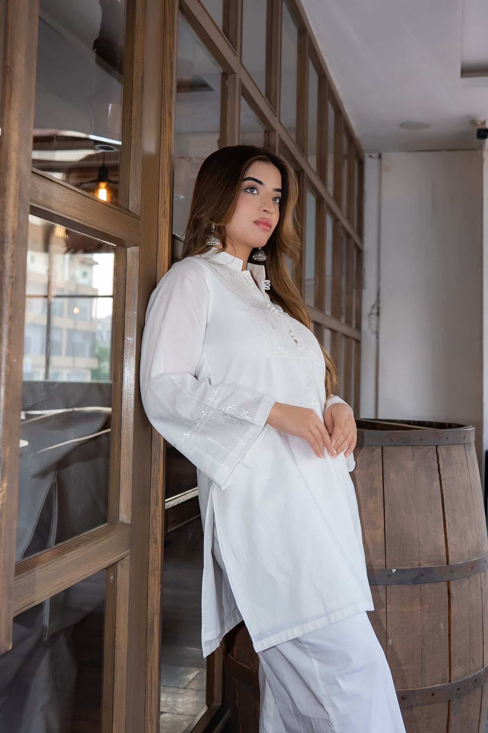 CP 12 White Embroidered Couples Dress