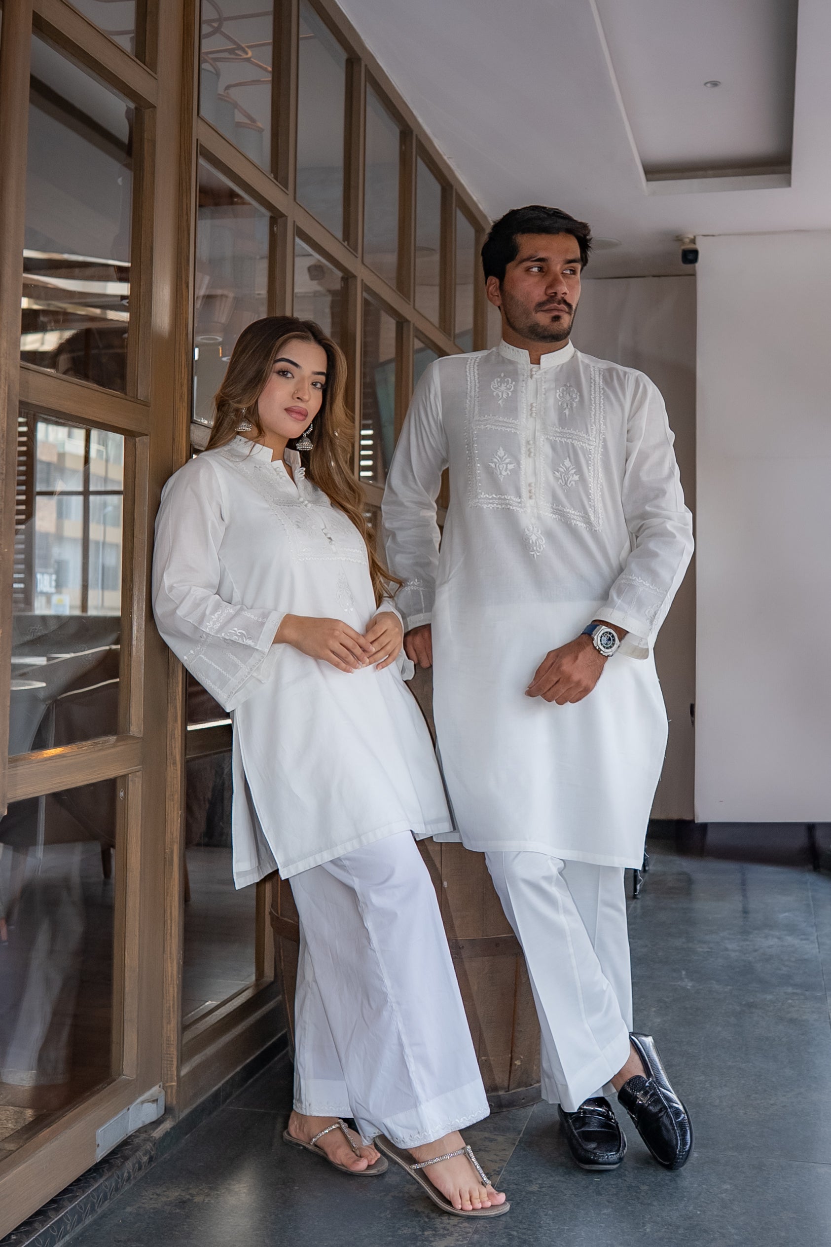 CP 12 White Embroidered Couples Dress