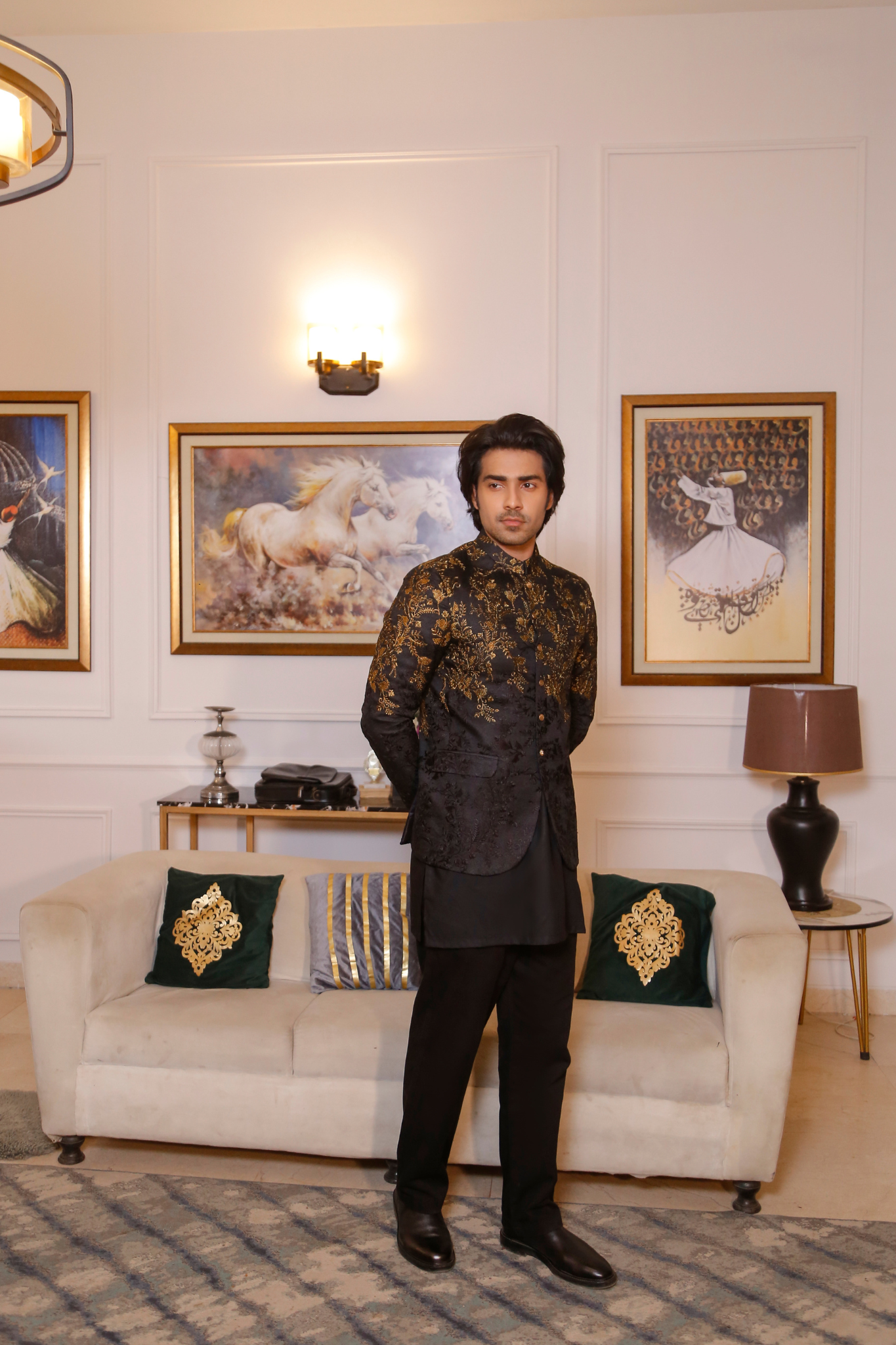 Black Copper Emb Prince Coat 