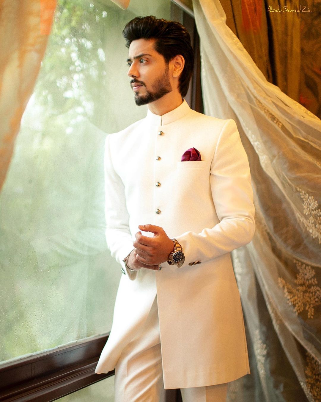 Ahmed Godil Nikah Outfit | White Sherwani for Pakistani Groom | Worldwide Shipping