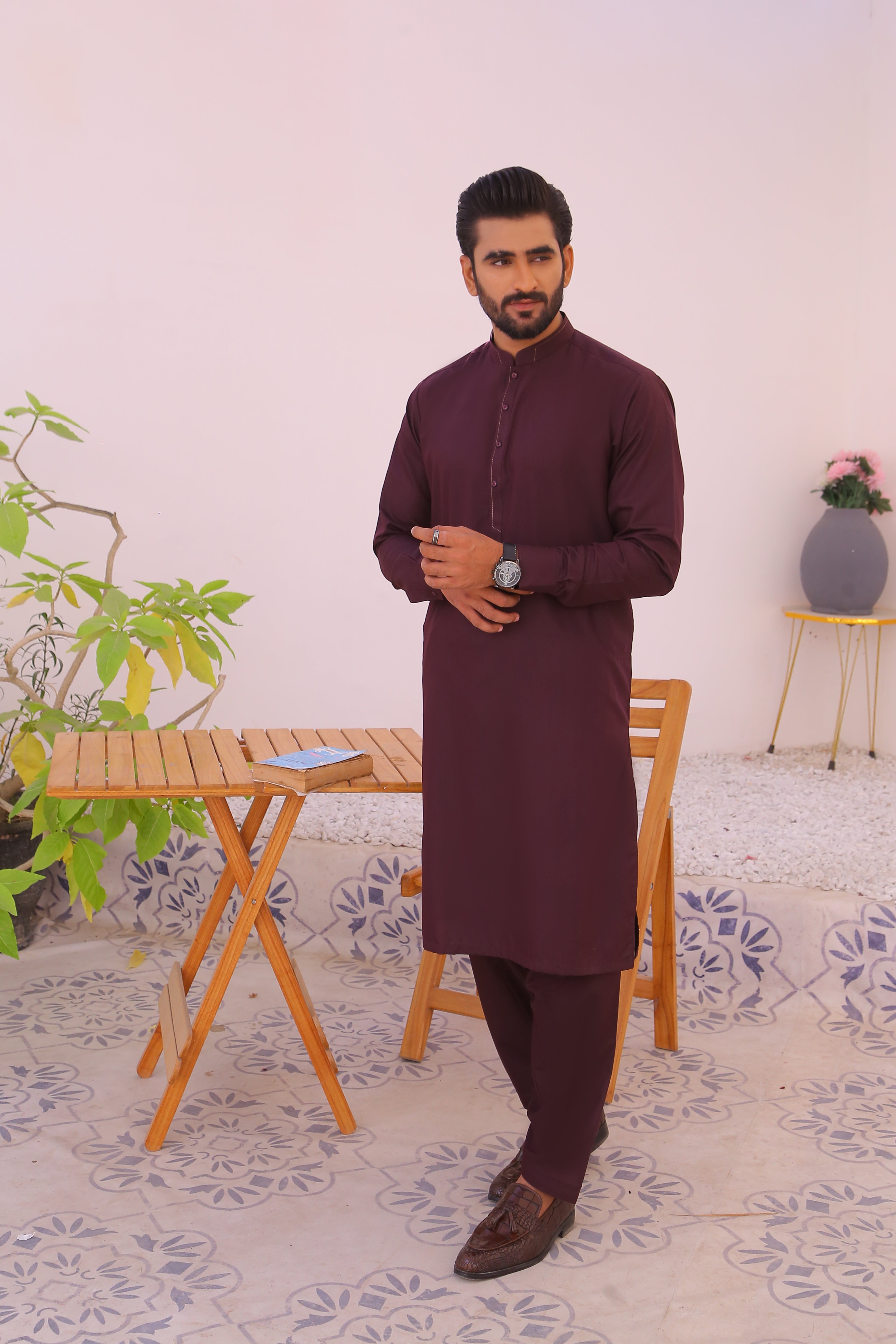 ER 779 Ameerana Maroon Kurta Shalwar