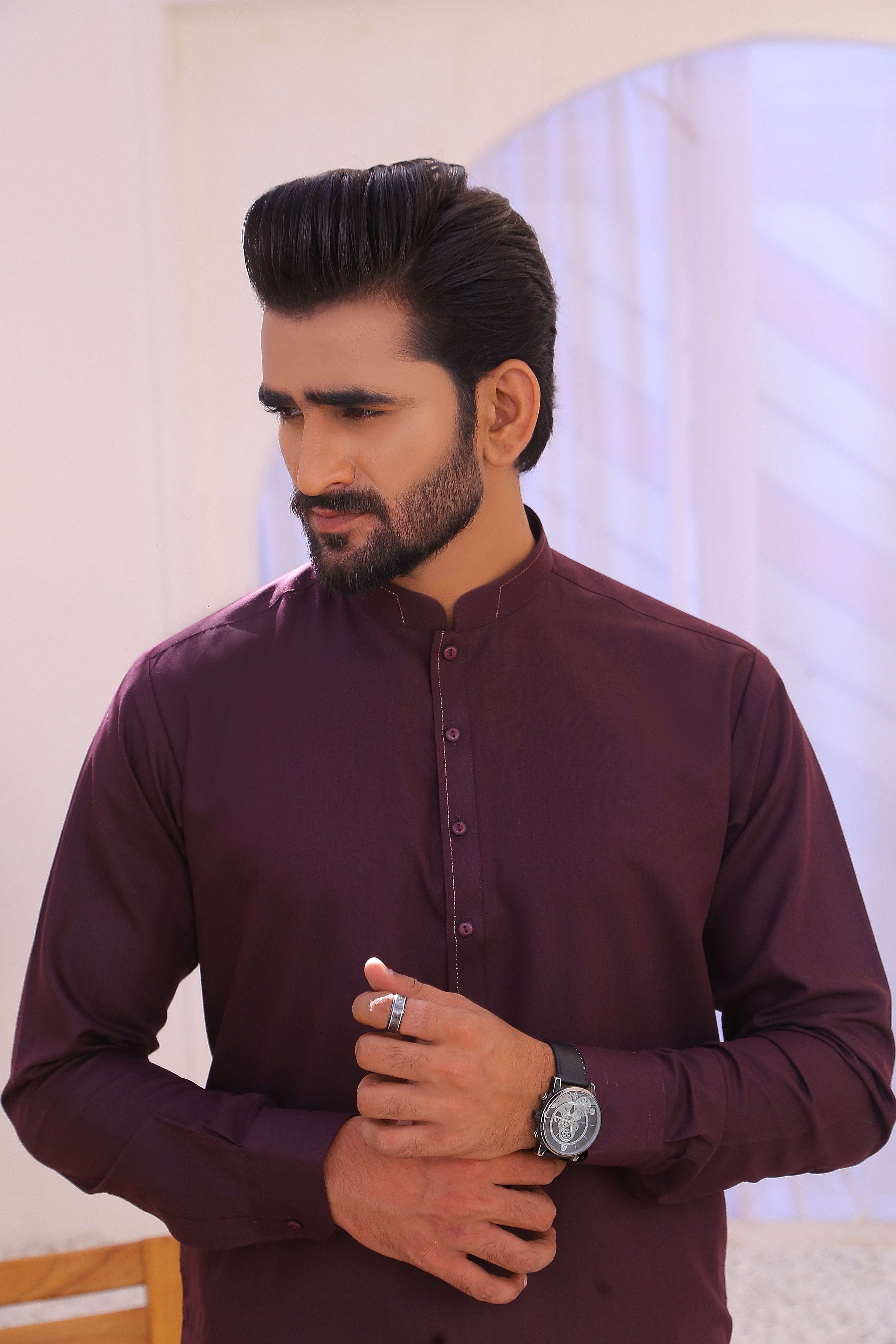 ER 779 Ameerana Maroon Kurta Shalwar