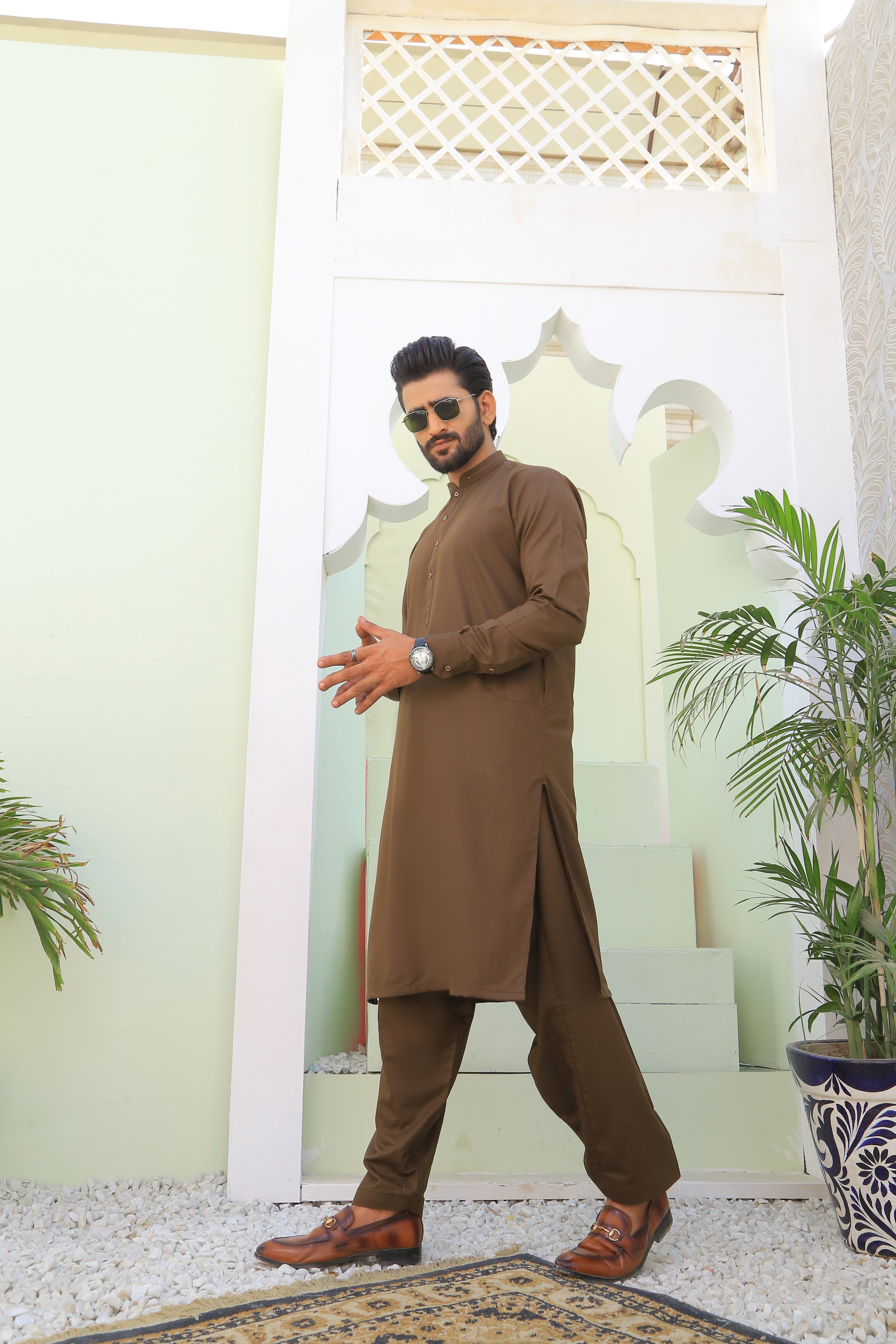 ER 786 Meeras Brown Kameez Shalwar Dress