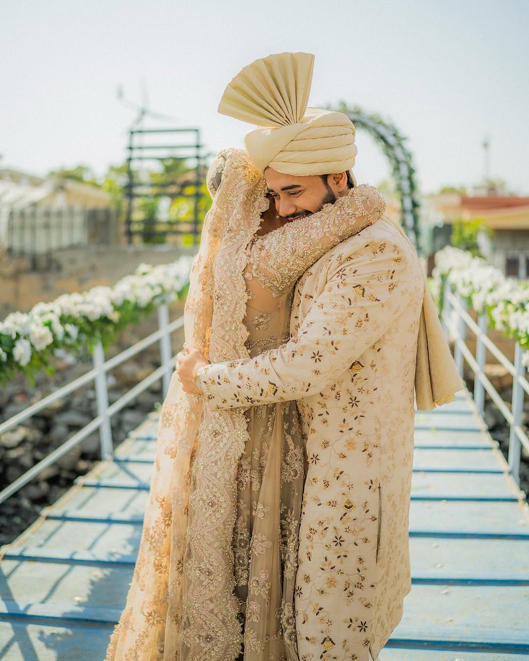 Hareem Sohail Groom Outfit | Gold Sherwani for Wedding by Edge Republic