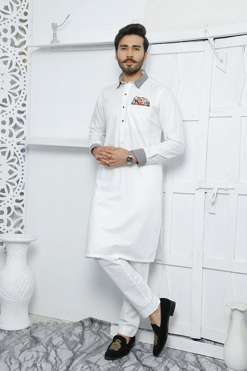 ER 462 White Edge Republic Kurta Pajama For Men