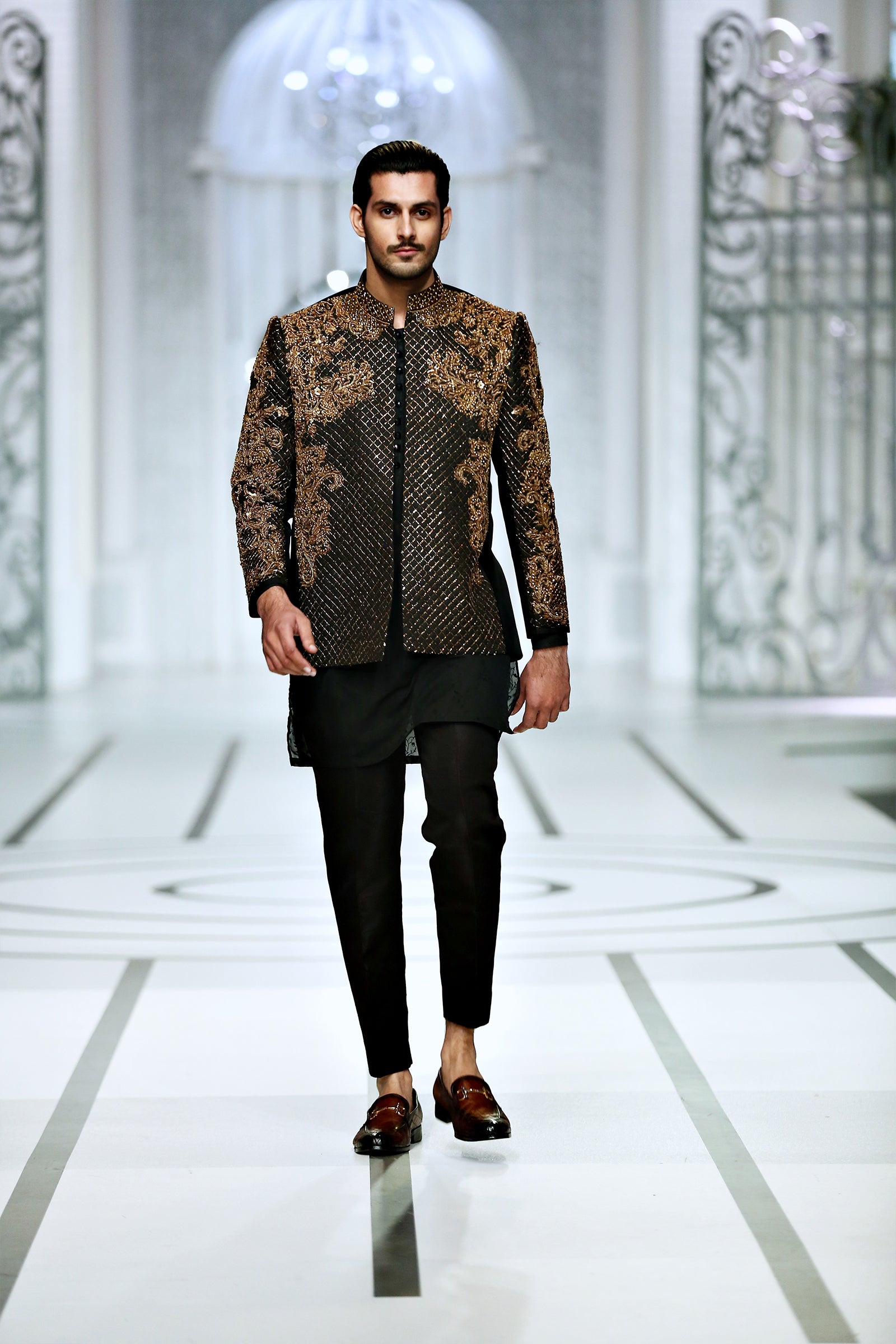 BCW PC 46 Black Prince Coat - Front Open Design with Hand Work Detailing